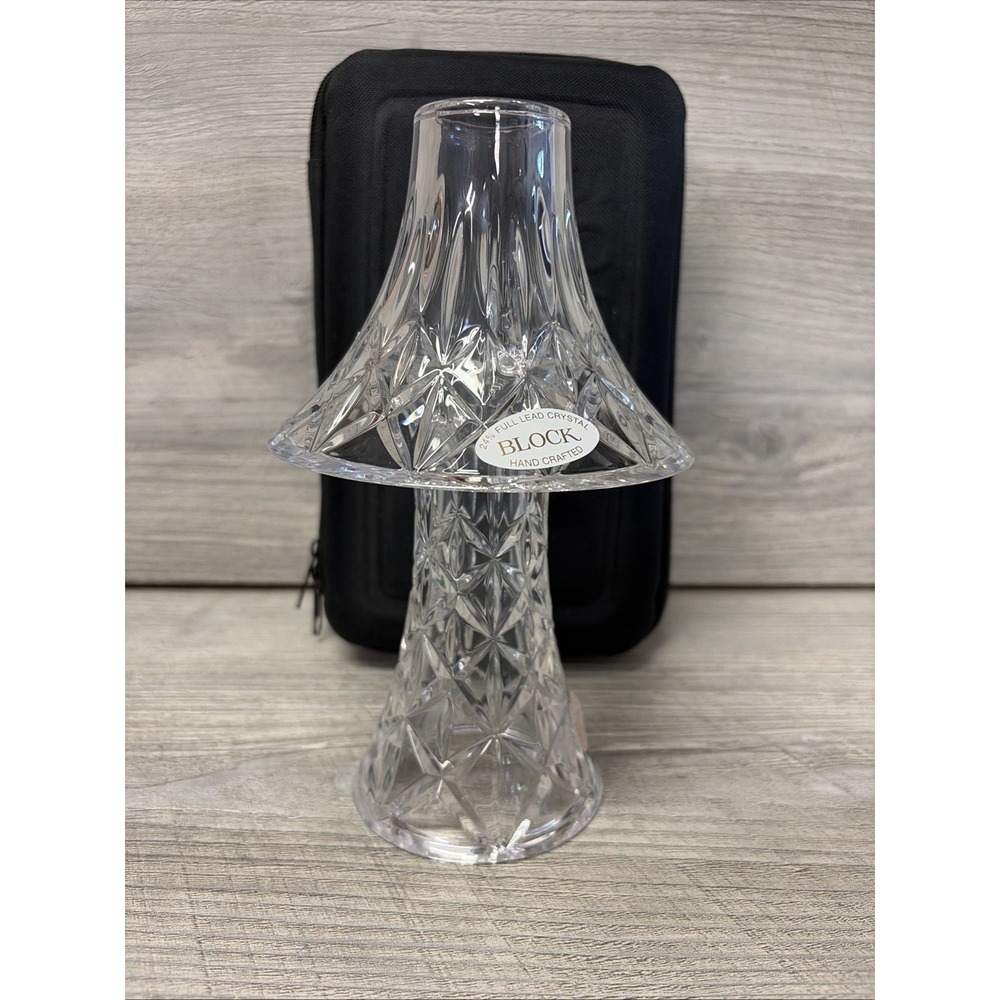 Vintage BLOCK 24% Lead Crystal 8" Shaded Hurricane Fairy Lamps New In Box! (e8)